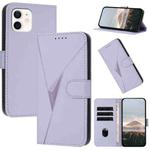For iPhone 12 mini Triangle Pattern Buckle Clasp Leather Phone Case(Light Purple)