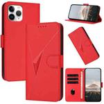 For iPhone 11 Pro Triangle Pattern Buckle Clasp Leather Phone Case(Red)