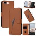 For iPhone 7 Plus / 8 Plus Triangle Pattern Buckle Clasp Leather Phone Case(Brown)