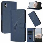 For iPhone XS Max Triangle Pattern Buckle Clasp Leather Phone Case(Royal Blue)