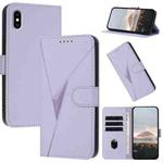 For iPhone XS Max Triangle Pattern Buckle Clasp Leather Phone Case(Light Purple)