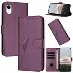 For iPhone XR Triangle Pattern Buckle Clasp Leather Phone Case(Dark Purple)