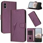 For iPhone X / XS Triangle Pattern Buckle Clasp Leather Phone Case(Dark Purple)