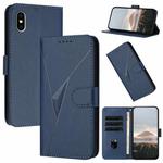 For iPhone X / XS Triangle Pattern Buckle Clasp Leather Phone Case(Royal Blue)