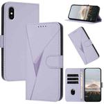 For iPhone X / XS Triangle Pattern Buckle Clasp Leather Phone Case(Light Purple)