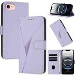 For iPhone SE 2024 Triangle Pattern Buckle Clasp Leather Phone Case(Light Purple)