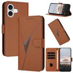 For iPhone 17 Triangle Pattern Buckle Clasp Leather Phone Case(Brown)