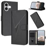 For iPhone 17 Triangle Pattern Buckle Clasp Leather Phone Case(Black)