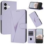 For iPhone 17 Triangle Pattern Buckle Clasp Leather Phone Case(Light Purple)