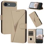For iPhone 17 Air Triangle Pattern Buckle Clasp Leather Phone Case(Gold)