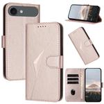 For iPhone 17 Air Triangle Pattern Buckle Clasp Leather Phone Case(Rose Gold)