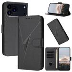 For iPhone 17 Pro Max Triangle Pattern Buckle Clasp Leather Phone Case(Black)