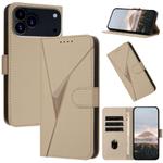 For iPhone 17 Pro Max Triangle Pattern Buckle Clasp Leather Phone Case(Gold)