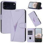For iPhone 17 Pro Max Triangle Pattern Buckle Clasp Leather Phone Case(Light Purple)