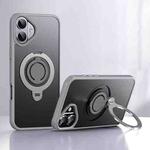 For iPhone 16 Frosted MagSafe Magnetic Rotating Ring Holder Phone Case(Grey)