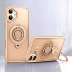 For iPhone 16 Frosted MagSafe Magnetic Rotating Ring Holder Phone Case(Gold)