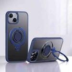 For iPhone 15 Plus Frosted MagSafe Magnetic Rotating Ring Holder Phone Case(Blue)