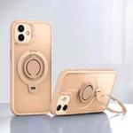 For iPhone 12 Frosted MagSafe Magnetic Rotating Ring Holder Phone Case(Gold)