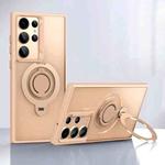 For Samsung Galaxy S23 Ultra 5G Frosted MagSafe Magnetic Rotating Ring Holder Phone Case(Gold)