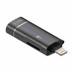 2 in 1 8 Pin to USB and TF Card Reader Adapter(Black)