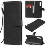 For LG G9 Solid Color Horizontal Flip Protective Leather Case with Holder & Card Slots & Wallet & Photo Frame & Lanyard(Black)