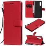 For LG G9 Solid Color Horizontal Flip Protective Leather Case with Holder & Card Slots & Wallet & Photo Frame & Lanyard(Red)