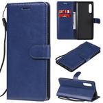 For LG G9 Solid Color Horizontal Flip Protective Leather Case with Holder & Card Slots & Wallet & Photo Frame & Lanyard(Blue)