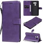 For LG K50S Solid Color Horizontal Flip Protective Leather Case with Holder & Card Slots & Wallet & Photo Frame & Lanyard(Purple)