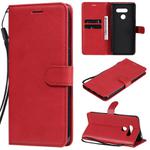 For LG K50S Solid Color Horizontal Flip Protective Leather Case with Holder & Card Slots & Wallet & Photo Frame & Lanyard(Red)