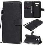 For LG K51 Solid Color Horizontal Flip Protective Leather Case with Holder & Card Slots & Wallet & Photo Frame & Lanyard(Black)