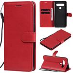 For LG K61 Solid Color Horizontal Flip Protective Leather Case with Holder & Card Slots & Wallet & Photo Frame & Lanyard(Red)