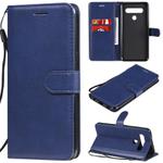 For LG K61 Solid Color Horizontal Flip Protective Leather Case with Holder & Card Slots & Wallet & Photo Frame & Lanyard(Blue)