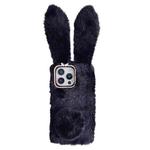 For iPhone 16 Pro Max Cute Plush Rabbit TPU Phone Case(Black)