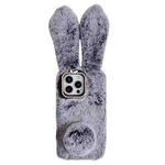 For iPhone 16 Pro Max Cute Plush Rabbit TPU Phone Case(Dark Grey)