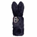 For iPhone 16 Plus Cute Plush Rabbit TPU Phone Case(Black)