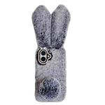 For iPhone 16 Plus Cute Plush Rabbit TPU Phone Case(Dark Grey)