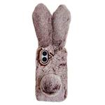 For iPhone 16 Cute Plush Rabbit TPU Phone Case(Brown)