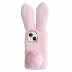 For iPhone 15 Plus Cute Plush Rabbit TPU Phone Case(Pink)