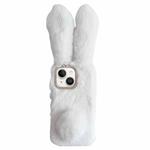 For iPhone 15 Plus Cute Plush Rabbit TPU Phone Case(White)