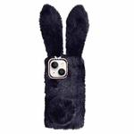 For iPhone 15 Cute Plush Rabbit TPU Phone Case(Black)