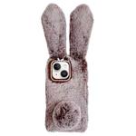 For iPhone 15 Cute Plush Rabbit TPU Phone Case(Brown)