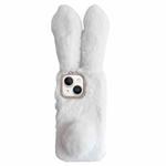 For iPhone 15 Cute Plush Rabbit TPU Phone Case(White)