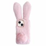 For iPhone 14 Plus Cute Plush Rabbit TPU Phone Case(Pink)