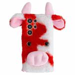 For Samsung Galaxy S25 Ultra 5G Cute Plush Cow TPU Phone Case(Red)