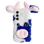 For Samsung Galaxy S24+ 5G Cute Plush Cow TPU Phone Case(Blue)