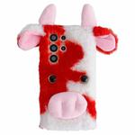 For Samsung Galaxy S23 Ultra 5G Cute Plush Cow TPU Phone Case(Red)