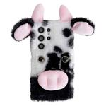 For Samsung Galaxy S21 Ultra 5G Cute Plush Cow TPU Phone Case(Black)