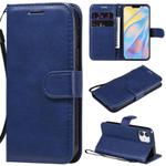 For iPhone 12 mini Solid Color Horizontal Flip Protective Leather Case with Holder & Card Slots & Wallet & Photo Frame & Lanyard(Blue)
