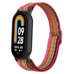 For Xiaomi Smart Band 9 / 8 Plastic Plug Wave Elastic Nylon Watch Band(Rainbow)