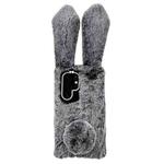 For Samsung Galaxy S25 Ultra 5G Cute Plush Rabbit TPU Phone Case(Dark Grey)